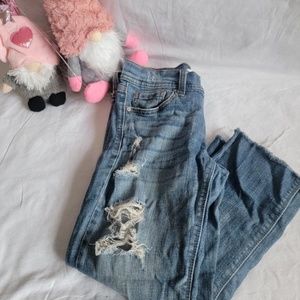 Eunina Distressed Low-rise Relaxed Skinny Cropped Jeans💗